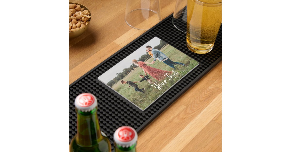 Text On Mat Design Personalized Photo & Custom Text Template Bar Mat | Zazzle