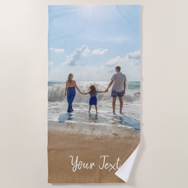 Personalized Photo & Custom Text Template Beach Towel (Front)