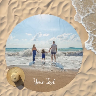 Personalized Photo & Custom Text Template Beach Towel