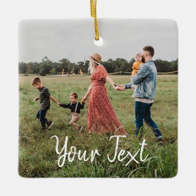 Personalized Photo & Custom Text Template Ceramic Ornament (Front)