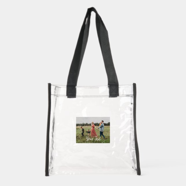 Personalized Photo & Custom Text Template Clear Tote Bag (Front)