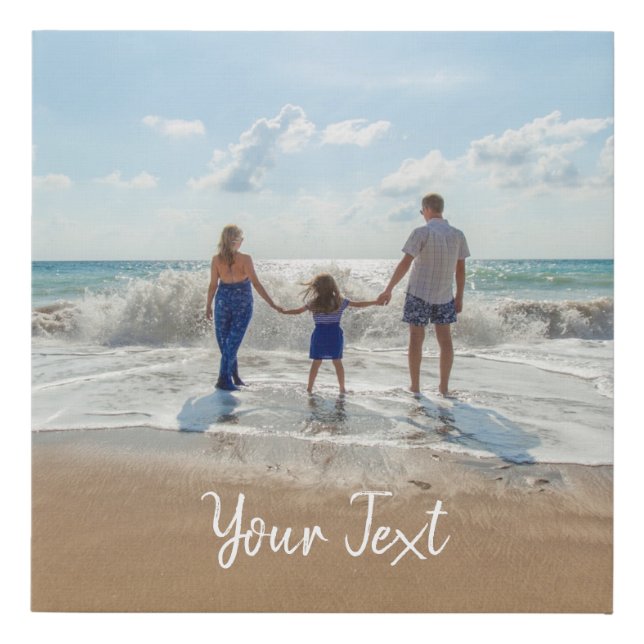 Personalized Photo & Custom Text Template  Faux Canvas Print (Front)