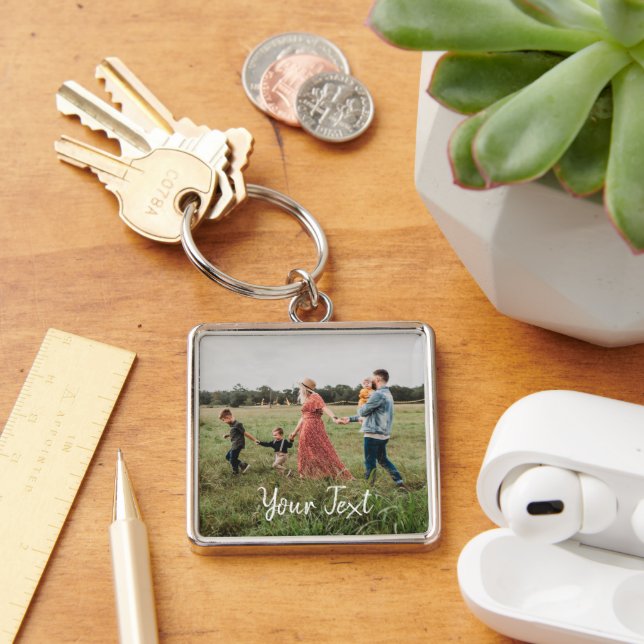Personalized Photo & Custom Text Template Keychain (Desk)