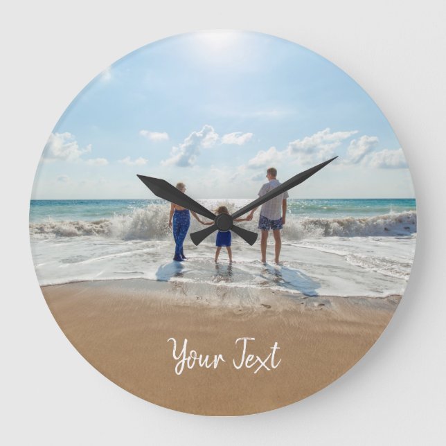Personalized Photo & Custom Text Template  Large Clock (Front)