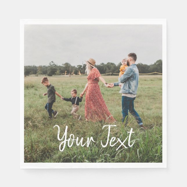 Personalized Photo & Custom Text Template Napkins (Front)