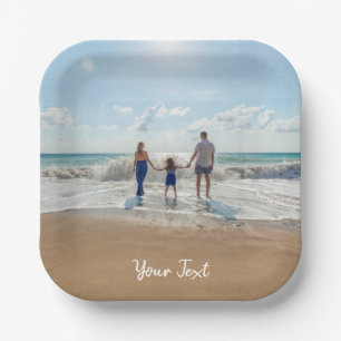 Personalized Photo & Custom Text Template Paper Plates