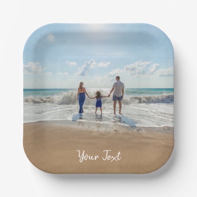 Personalized Photo & Custom Text Template Paper Plates (Front)