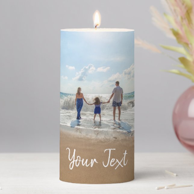 Personalized Photo & Custom Text Template Pillar Candle (In Situ)