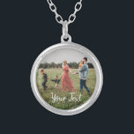 Personalized Photo & Custom Text Template  Silver Plated Necklace<br><div class="desc">Create your own one of a kind design with your own personalized photos and custom text. Use your own photos and text to make it your own. Ideal photo and text template for Mother's day gifts, Father's day gifts, business products, company merchandise, corporate and office decor, home decor, memorial, pets,...</div>