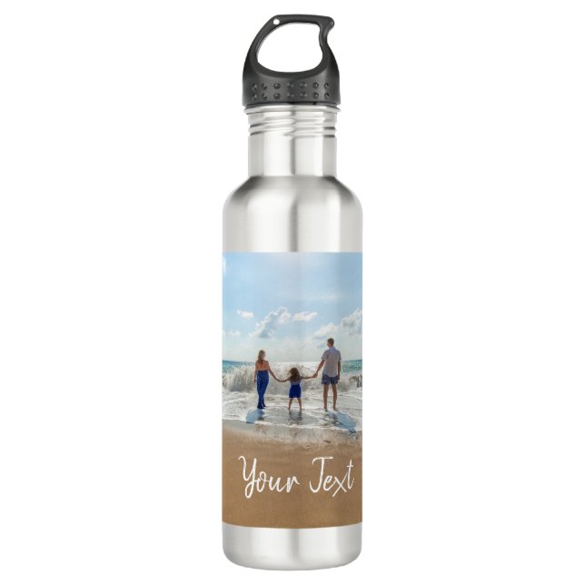Personalized Photo & Custom Text Template   Stainless Steel Water Bottle (Front)