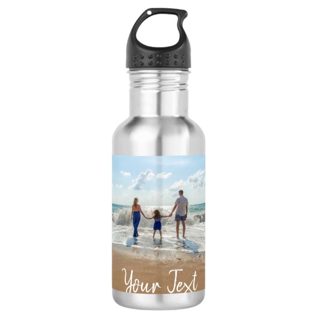 Personalized Photo & Custom Text Template   Stainless Steel Water Bottle (Front)
