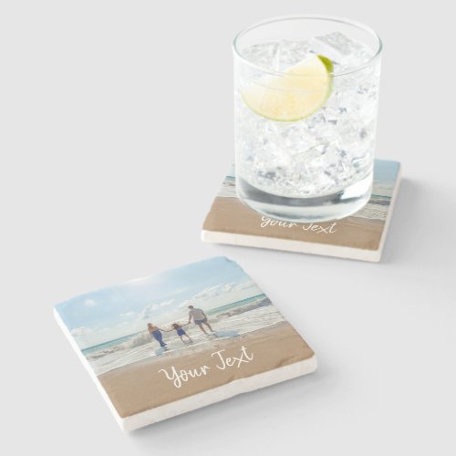 Personalized Photo  Custom Text Template Stone Coaster