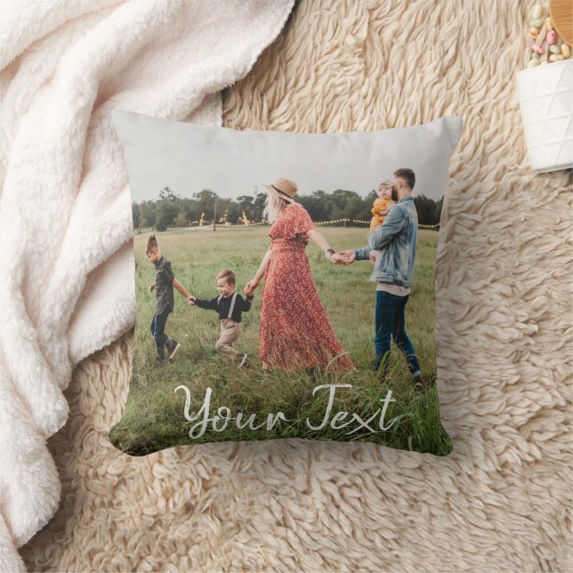 Personalized Photo & Custom Text Template Throw Pillow (Blanket)