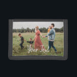 Personalized Photo & Custom Text Template  Trifold Wallet<br><div class="desc">Create your own one of a kind design with your own personalized photos and custom text. Use your own photo and text to make it your own. Ideal photo and text template for Mother's day gifts, Father's day gifts, business products, company merchandise, corporate and office decor, home decor, memorial, pets,...</div>