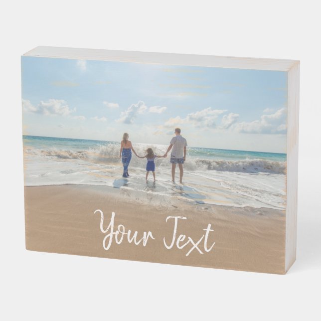 Personalized Photo & Custom Text Template Wooden Box Sign (Angled Horizontal)