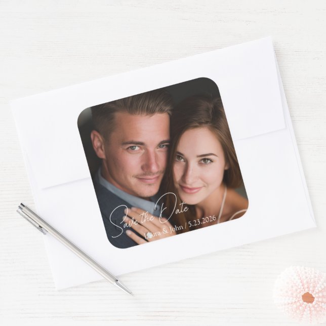 Personalized Photo & Custom Text Wedding Sticker (Envelope)