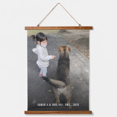 Personalized Photo Custom Text Wood_Topped Hanging Hanging Tapestry