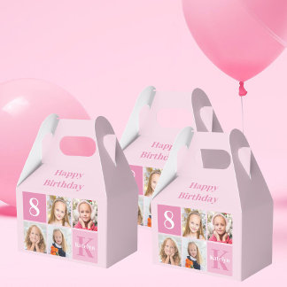 Personalized Photo Cute Pink Girls Birthday Party Favor Boxes
