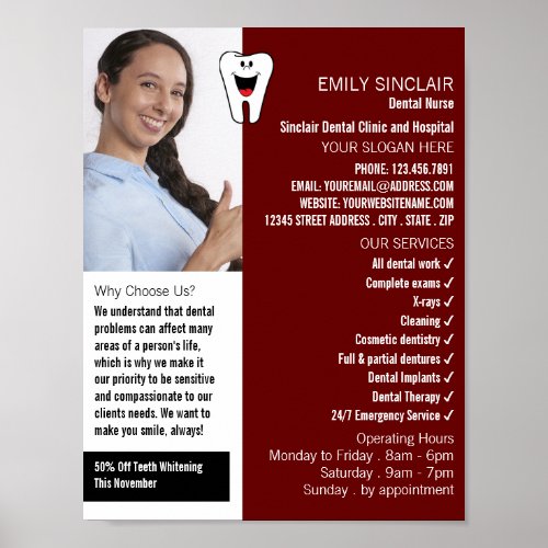 Personalized Photo Dentistry Dentist Advertising Poster