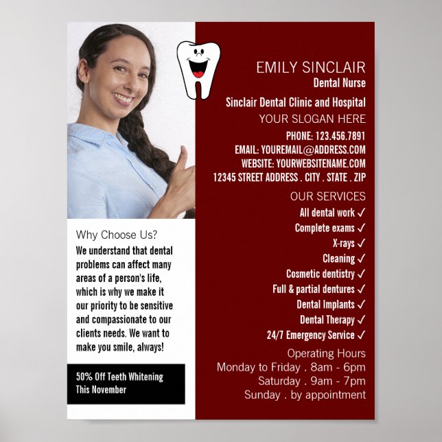 Personalized Photo, Dentistry, Dentist Advertising Poster (Front)