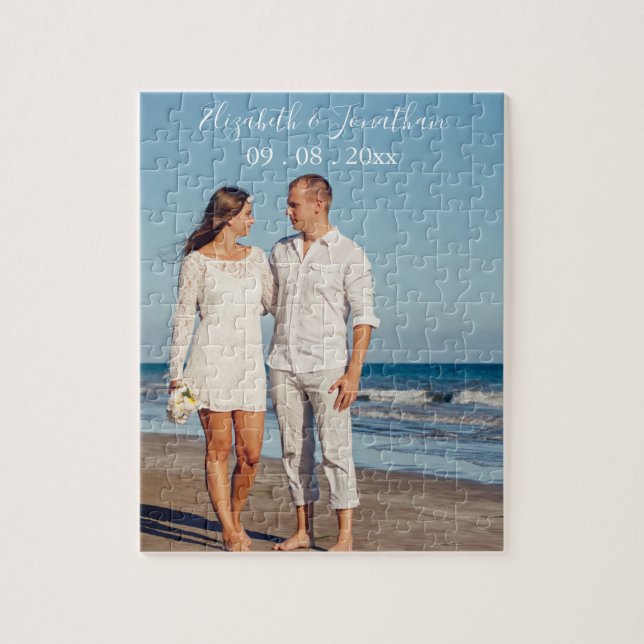 Personalized Photo Destination Wedding Jigsaw Puzzle (Vertical)