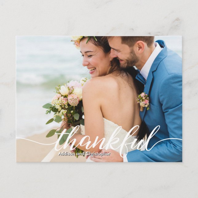 Personalized Photo Destination Wedding Thank You Announcement Postcard (Front)