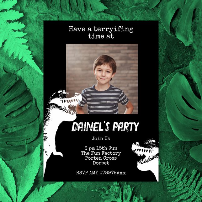 Personalized Photo Dinosaur Birthday Party Invitation (Creator Uploaded)