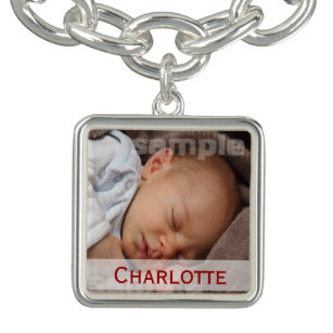 Personalized Photo DIY With Red Text Bracelet