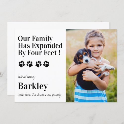 Personalized Photo Dog Puppy New Pet Announcement