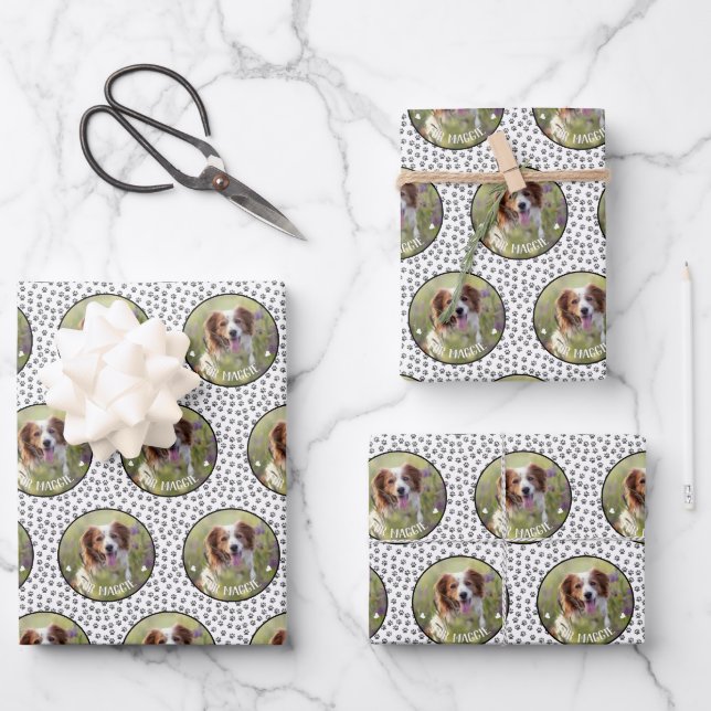 Personalized Photo Dog Wrapping Paper Sheets (Front)