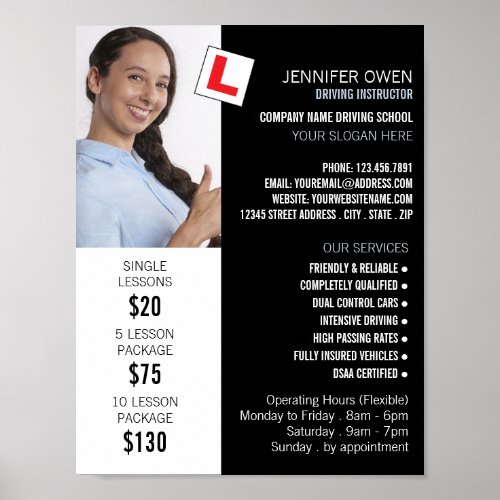 Personalized Photo Driving School Instructor Poster