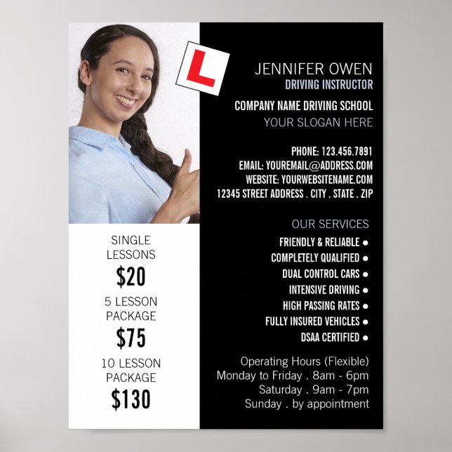 Personalized Photo, Driving School, Instructor Poster (Front)