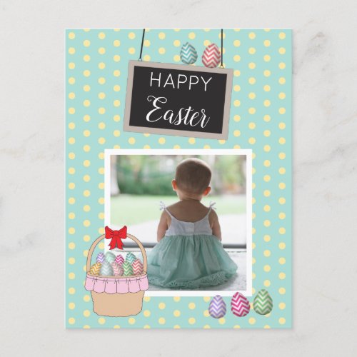 Personalized Photo Easter Basket Pastel Eggs Holiday Postcard
