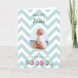 Personalized Photo Easter Egg Blue Pastel  Holiday Card