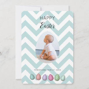 Personalized Photo Easter Egg Blue Pastel Holiday Card