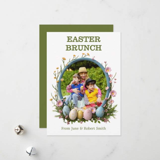 Personalized photo easter floral  holiday card (Front/Back In Situ)