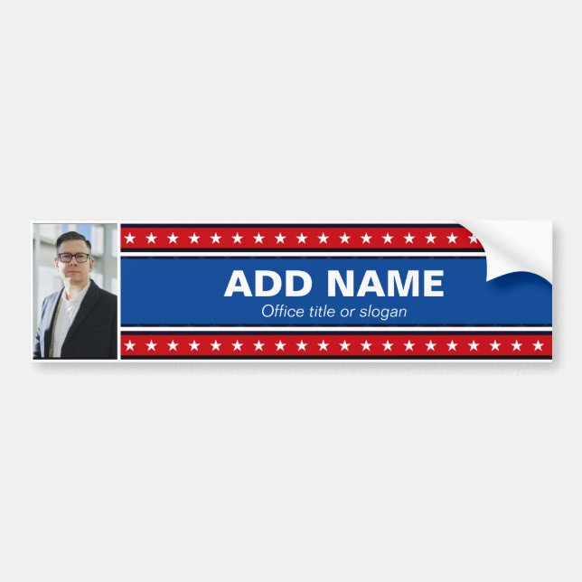 Personalized Photo Election Campaign Template Car Bumper Sticker (Front)