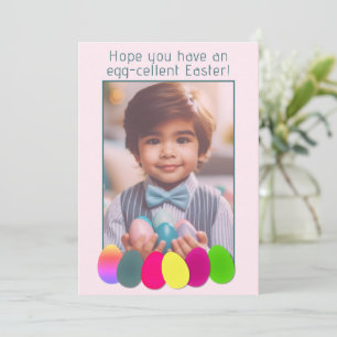 Personalized Photo Elegant Colorful Eggs Easter Holiday Card