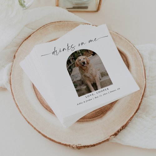 Personalized Photo Elegant Dog Wedding Napkins