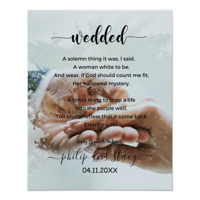 Personalized Photo Elegant Wedded Poem (Front)