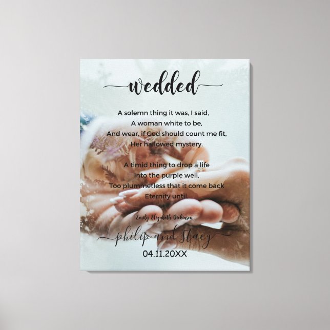Personalized Photo Elegant Wedded Poem Canvas Print (Front)