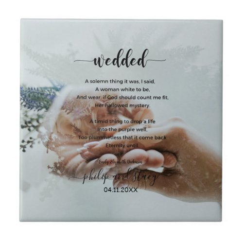 Personalized Photo Elegant Wedded Poem Ceramic Tile
