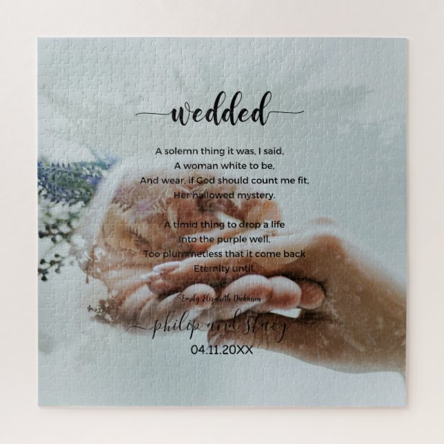 Personalized Photo Elegant Wedded Poem Jigsaw Puzzle (Vertical)