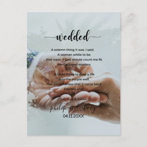 Personalized Photo Elegant Wedded Poem Postcard