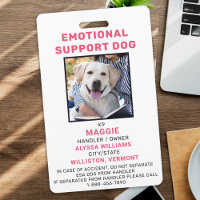 Personalized Photo Emotional Support Dog ID Badge