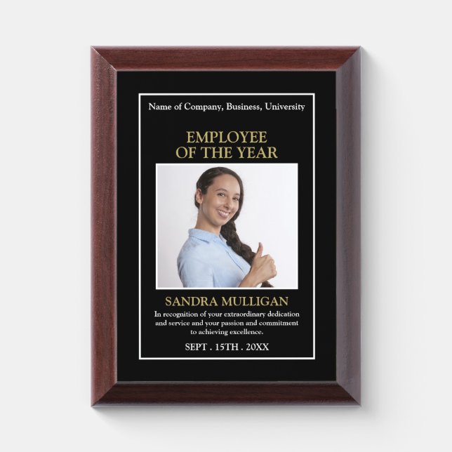 Personalized Photo - Employee Wooden Award Plaque (Vertical)