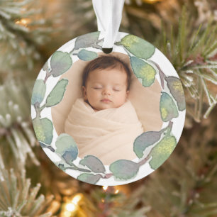 Personalized Photo Eucalyptus Original Watercolor Ornament