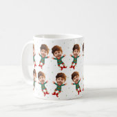 Personalized Photo Face Funny Christmas Elf Kid Coffee Mug (Front Left)