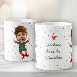 Personalized Photo Face Funny Christmas Elf Kid Coffee Mug<br><div class="desc">Funny and unique surprise Holiday mug for grandma and grandpa, mom or dad - as a gift or stocking stuffer - with your personal custom message in modern hand written script. Replace the face of this elf with your favorite photo (make sure to crop as much to the face as...</div>