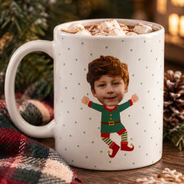 Personalized Photo Face Funny Christmas Elf Kid Coffee Mug